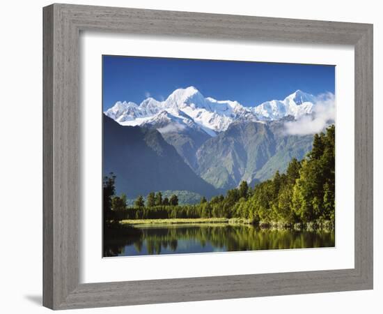 Lake Matheson, Mount Tasman and Mount Cook, Westland Tai Poutini National Park, New Zealand-Jochen Schlenker-Framed Photographic Print