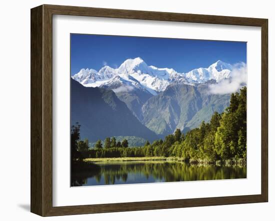 Lake Matheson, Mount Tasman and Mount Cook, Westland Tai Poutini National Park, New Zealand-Jochen Schlenker-Framed Photographic Print