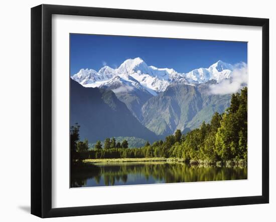 Lake Matheson, Mount Tasman and Mount Cook, Westland Tai Poutini National Park, New Zealand-Jochen Schlenker-Framed Photographic Print