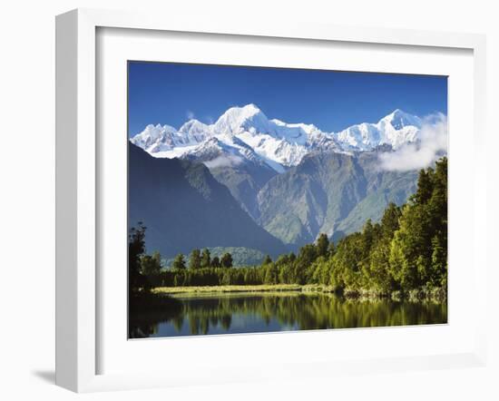 Lake Matheson, Mount Tasman and Mount Cook, Westland Tai Poutini National Park, New Zealand-Jochen Schlenker-Framed Photographic Print