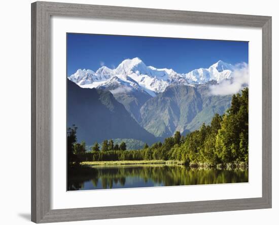 Lake Matheson, Mount Tasman and Mount Cook, Westland Tai Poutini National Park, New Zealand-Jochen Schlenker-Framed Photographic Print