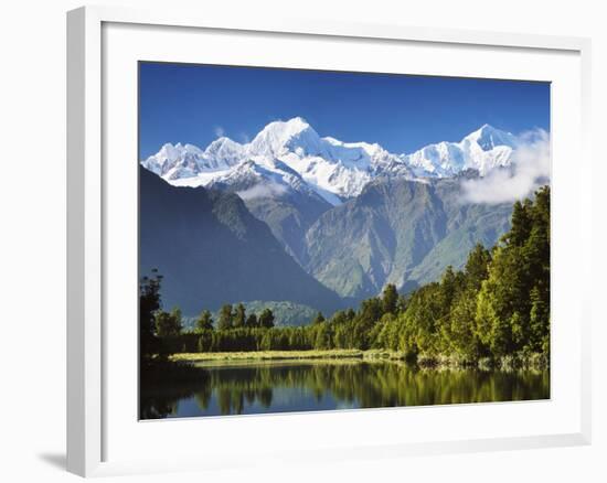 Lake Matheson, Mount Tasman and Mount Cook, Westland Tai Poutini National Park, New Zealand-Jochen Schlenker-Framed Photographic Print