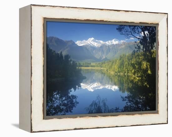 Lake Matheson, Mount Tasman and Mount Cook, Westland Tai Poutini National Park, New Zealand-Jochen Schlenker-Framed Premier Image Canvas