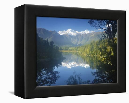 Lake Matheson, Mount Tasman and Mount Cook, Westland Tai Poutini National Park, New Zealand-Jochen Schlenker-Framed Premier Image Canvas