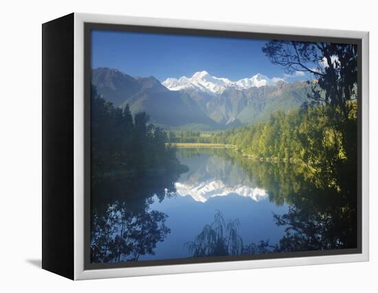 Lake Matheson, Mount Tasman and Mount Cook, Westland Tai Poutini National Park, New Zealand-Jochen Schlenker-Framed Premier Image Canvas