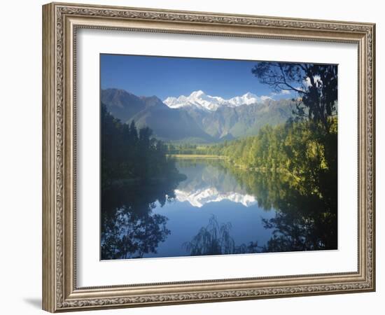 Lake Matheson, Mount Tasman and Mount Cook, Westland Tai Poutini National Park, New Zealand-Jochen Schlenker-Framed Photographic Print