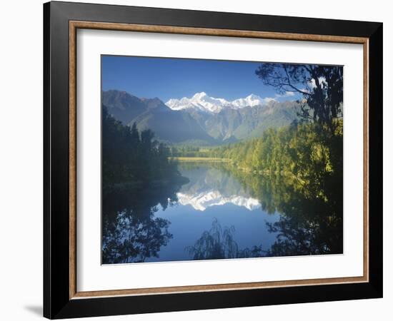 Lake Matheson, Mount Tasman and Mount Cook, Westland Tai Poutini National Park, New Zealand-Jochen Schlenker-Framed Photographic Print