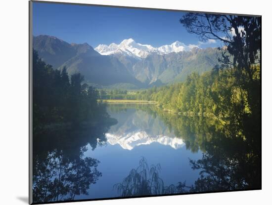 Lake Matheson, Mount Tasman and Mount Cook, Westland Tai Poutini National Park, New Zealand-Jochen Schlenker-Mounted Photographic Print
