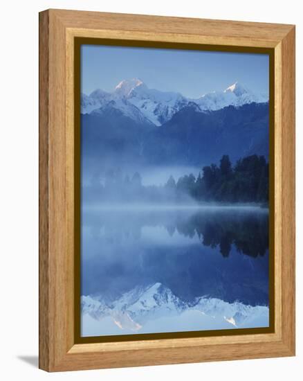 Lake Matheson, Mount Tasman and Mount Cook, Westland Tai Poutini National Park, New Zealand-Jochen Schlenker-Framed Premier Image Canvas