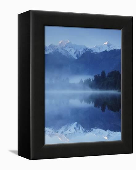 Lake Matheson, Mount Tasman and Mount Cook, Westland Tai Poutini National Park, New Zealand-Jochen Schlenker-Framed Premier Image Canvas