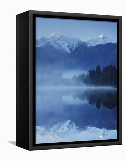 Lake Matheson, Mount Tasman and Mount Cook, Westland Tai Poutini National Park, New Zealand-Jochen Schlenker-Framed Premier Image Canvas