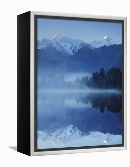 Lake Matheson, Mount Tasman and Mount Cook, Westland Tai Poutini National Park, New Zealand-Jochen Schlenker-Framed Premier Image Canvas