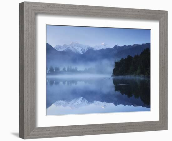 Lake Matheson, Mount Tasman and Mount Cook, Westland Tai Poutini National Park, New Zealand-null-Framed Photographic Print