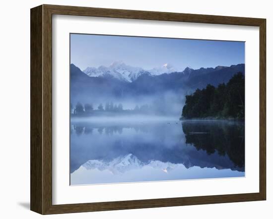 Lake Matheson, Mount Tasman and Mount Cook, Westland Tai Poutini National Park, New Zealand-null-Framed Photographic Print