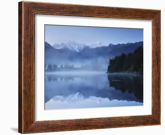 Lake Matheson, Mount Tasman and Mount Cook, Westland Tai Poutini National Park, New Zealand-null-Framed Photographic Print