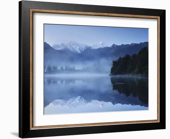 Lake Matheson, Mount Tasman and Mount Cook, Westland Tai Poutini National Park, New Zealand-null-Framed Photographic Print