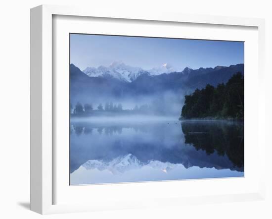 Lake Matheson, Mount Tasman and Mount Cook, Westland Tai Poutini National Park, New Zealand-null-Framed Photographic Print