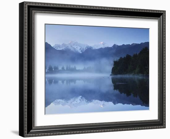 Lake Matheson, Mount Tasman and Mount Cook, Westland Tai Poutini National Park, New Zealand-null-Framed Photographic Print