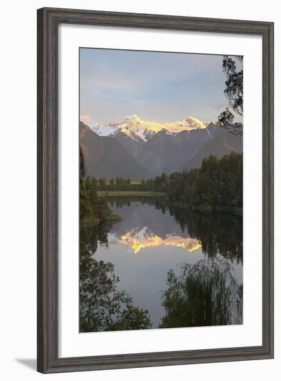 Lake Matheson with Mount Cook and Mount Tasman, West Coast, South Island, New Zealand, Pacific-Stuart Black-Framed Photographic Print