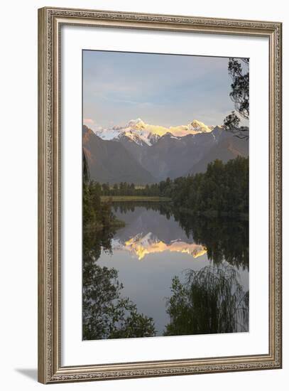 Lake Matheson with Mount Cook and Mount Tasman, West Coast, South Island, New Zealand, Pacific-Stuart Black-Framed Photographic Print