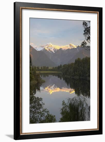 Lake Matheson with Mount Cook and Mount Tasman, West Coast, South Island, New Zealand, Pacific-Stuart Black-Framed Photographic Print