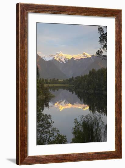 Lake Matheson with Mount Cook and Mount Tasman, West Coast, South Island, New Zealand, Pacific-Stuart Black-Framed Photographic Print