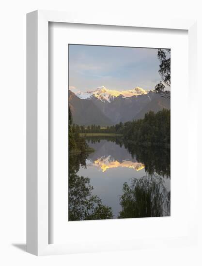 Lake Matheson with Mount Cook and Mount Tasman, West Coast, South Island, New Zealand, Pacific-Stuart Black-Framed Photographic Print