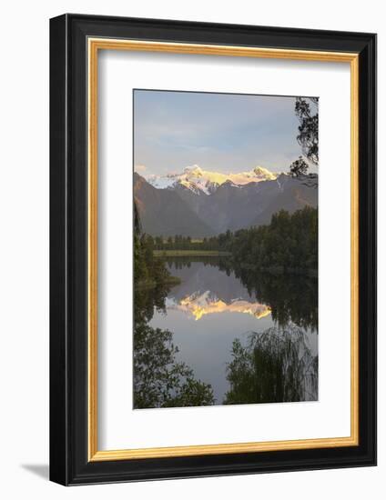 Lake Matheson with Mount Cook and Mount Tasman, West Coast, South Island, New Zealand, Pacific-Stuart Black-Framed Photographic Print