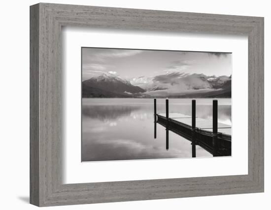 Lake McDonald Dock BW-Alan Majchrowicz-Framed Photographic Print