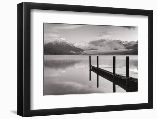 Lake McDonald Dock BW-Alan Majchrowicz-Framed Photographic Print