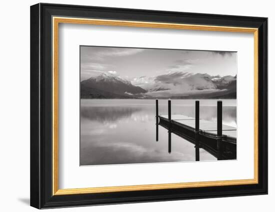 Lake McDonald Dock BW-Alan Majchrowicz-Framed Photographic Print