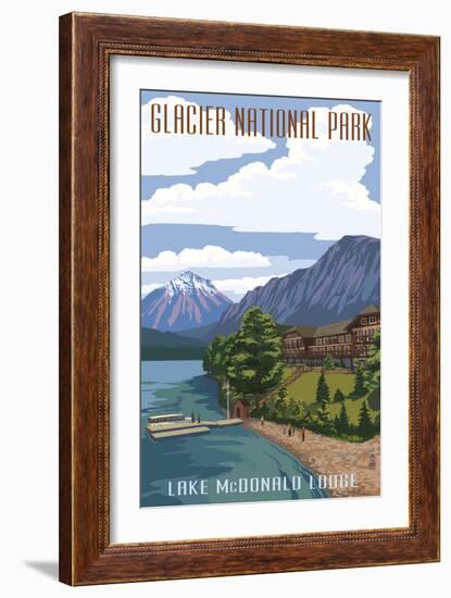 Lake McDonald Lodge - Glacier National Park, Montana-Lantern Press-Framed Art Print