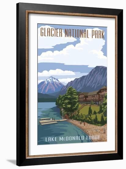 Lake McDonald Lodge - Glacier National Park, Montana-Lantern Press-Framed Art Print