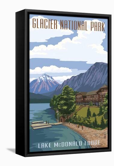 Lake McDonald Lodge - Glacier National Park, Montana-Lantern Press-Framed Stretched Canvas