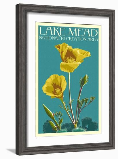 Lake Mead - National Recreation Area - Bear Paw Poppy - Letterpress-Lantern Press-Framed Art Print