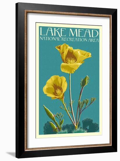 Lake Mead - National Recreation Area - Bear Paw Poppy - Letterpress-Lantern Press-Framed Art Print