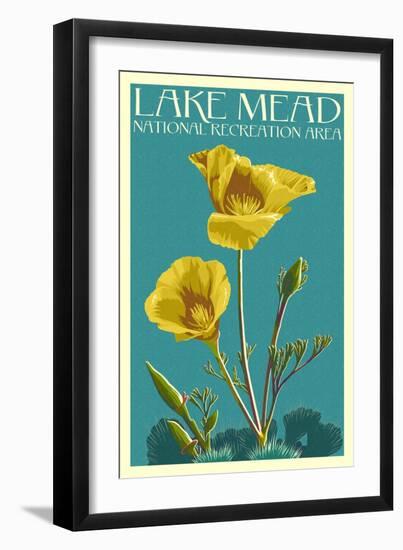 Lake Mead - National Recreation Area - Bear Paw Poppy - Letterpress-Lantern Press-Framed Art Print