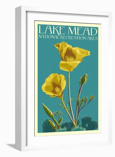 Lake Mead - National Recreation Area - Bear Paw Poppy - Letterpress-Lantern Press-Framed Art Print