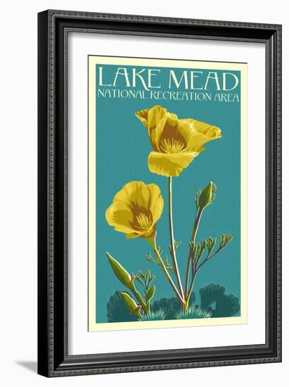 Lake Mead - National Recreation Area - Bear Paw Poppy - Letterpress-Lantern Press-Framed Art Print