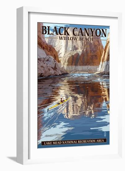 Lake Mead - National Recreation Area - Black Canyon Kayaker-Lantern Press-Framed Art Print