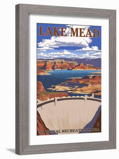 Lake Mead - National Recreation Area - Dam View-Lantern Press-Framed Art Print