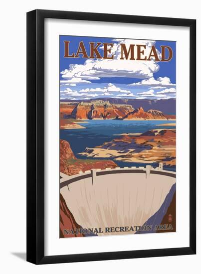 Lake Mead - National Recreation Area - Dam View-Lantern Press-Framed Art Print