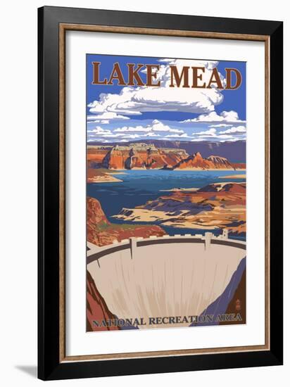 Lake Mead - National Recreation Area - Dam View-Lantern Press-Framed Art Print