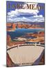 Lake Mead - National Recreation Area - Dam View-Lantern Press-Mounted Art Print