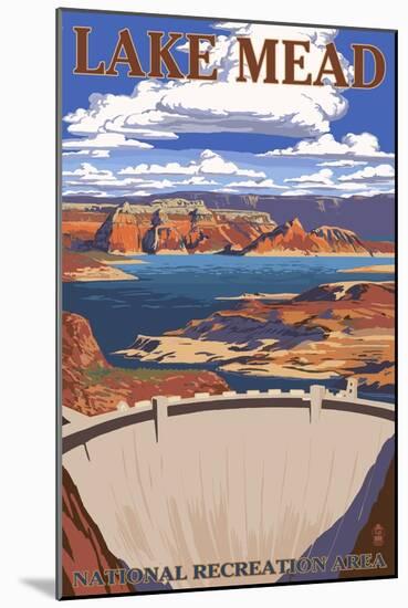 Lake Mead - National Recreation Area - Dam View-Lantern Press-Mounted Art Print