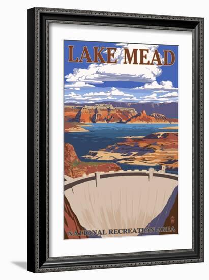 Lake Mead - National Recreation Area - Dam View-Lantern Press-Framed Art Print