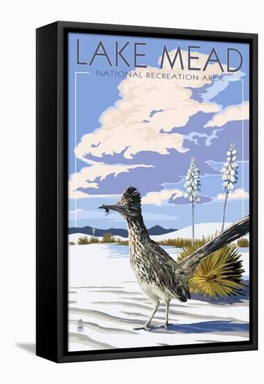 Lake Mead - National Recreation Area - Roadrunner-Lantern Press-Framed Stretched Canvas