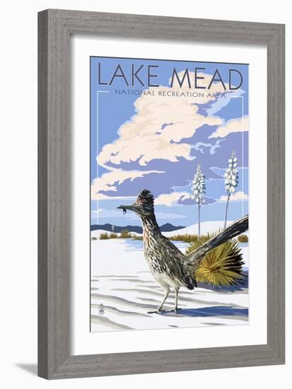 Lake Mead - National Recreation Area - Roadrunner-Lantern Press-Framed Art Print