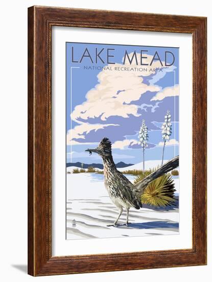 Lake Mead - National Recreation Area - Roadrunner-Lantern Press-Framed Art Print