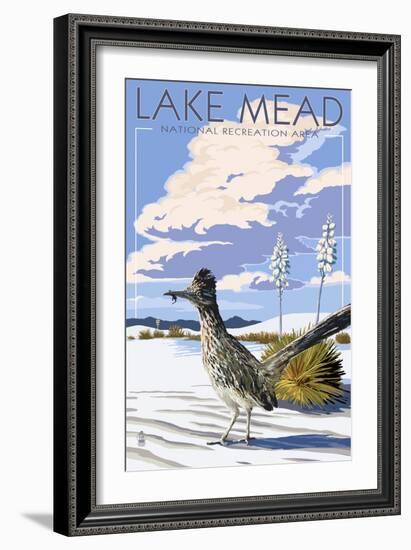 Lake Mead - National Recreation Area - Roadrunner-Lantern Press-Framed Art Print